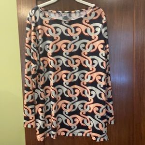 Blue and peach tunic .